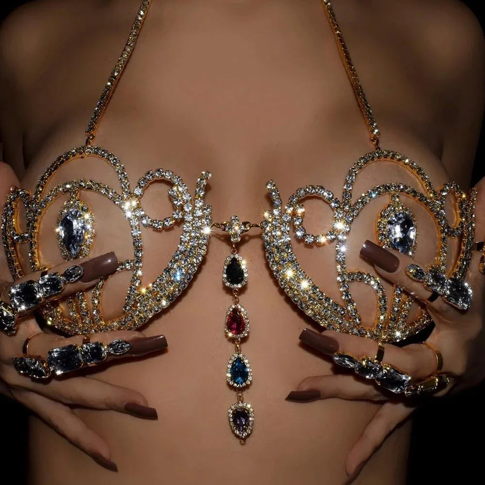 Body Jewelry Bra - Sujetador de Bikini de diamantes de