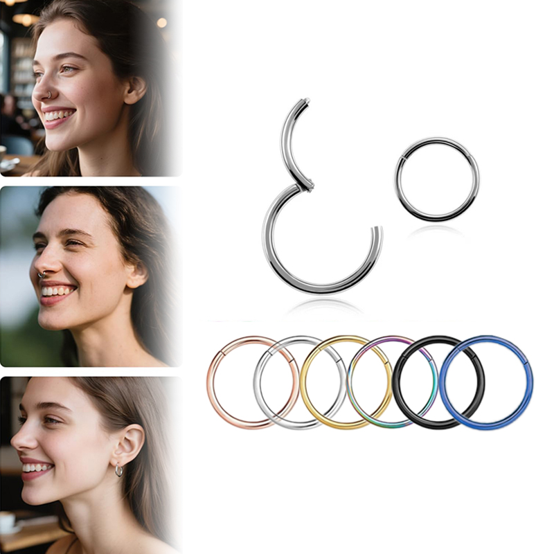 Body Jewelry Nose Studs - Anillo de acero quirúrgico 316L de