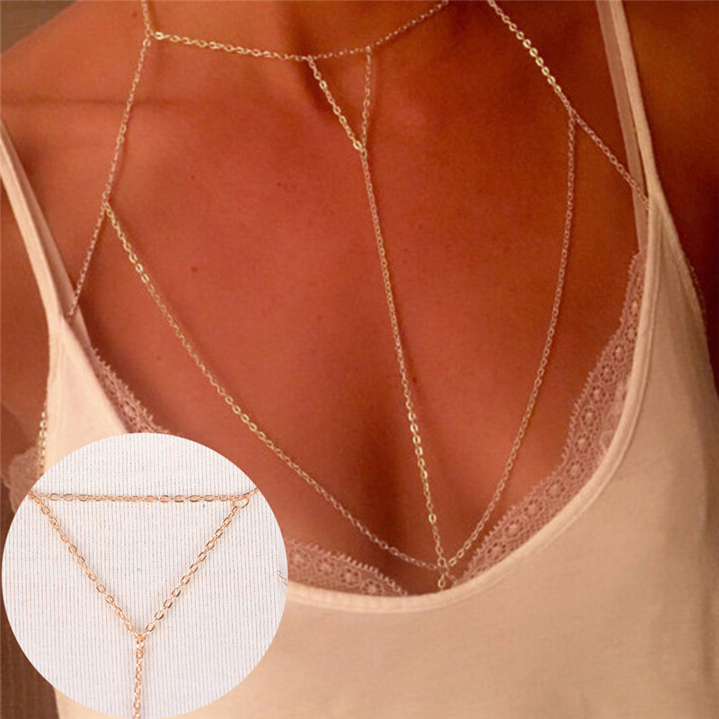 Body Jewelry Bra - Sujetador de cadena de eslabones multicapa