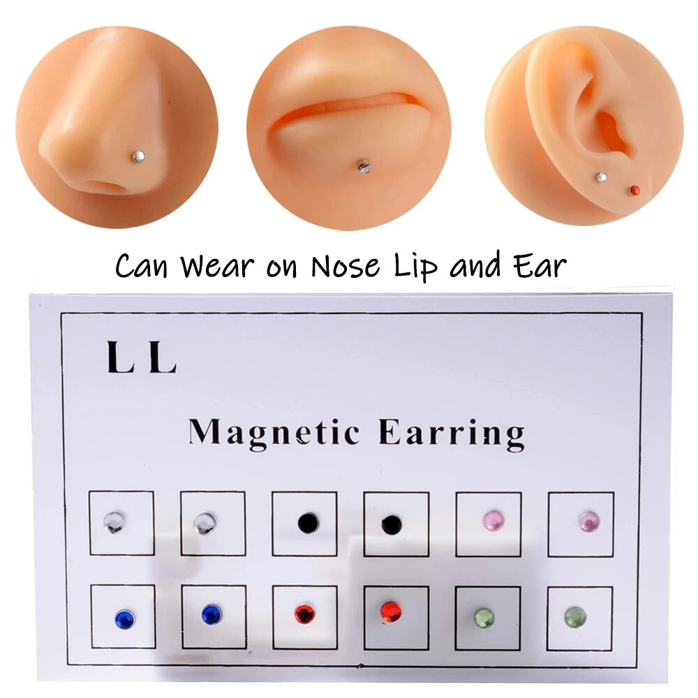 Body Jewelry Nose Studs - 12 uds/tarjeta tramposo falso imán no