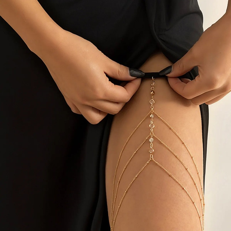 Body Jewelry Thigh Chain - Mujer verano Sexy borla multicapa banda