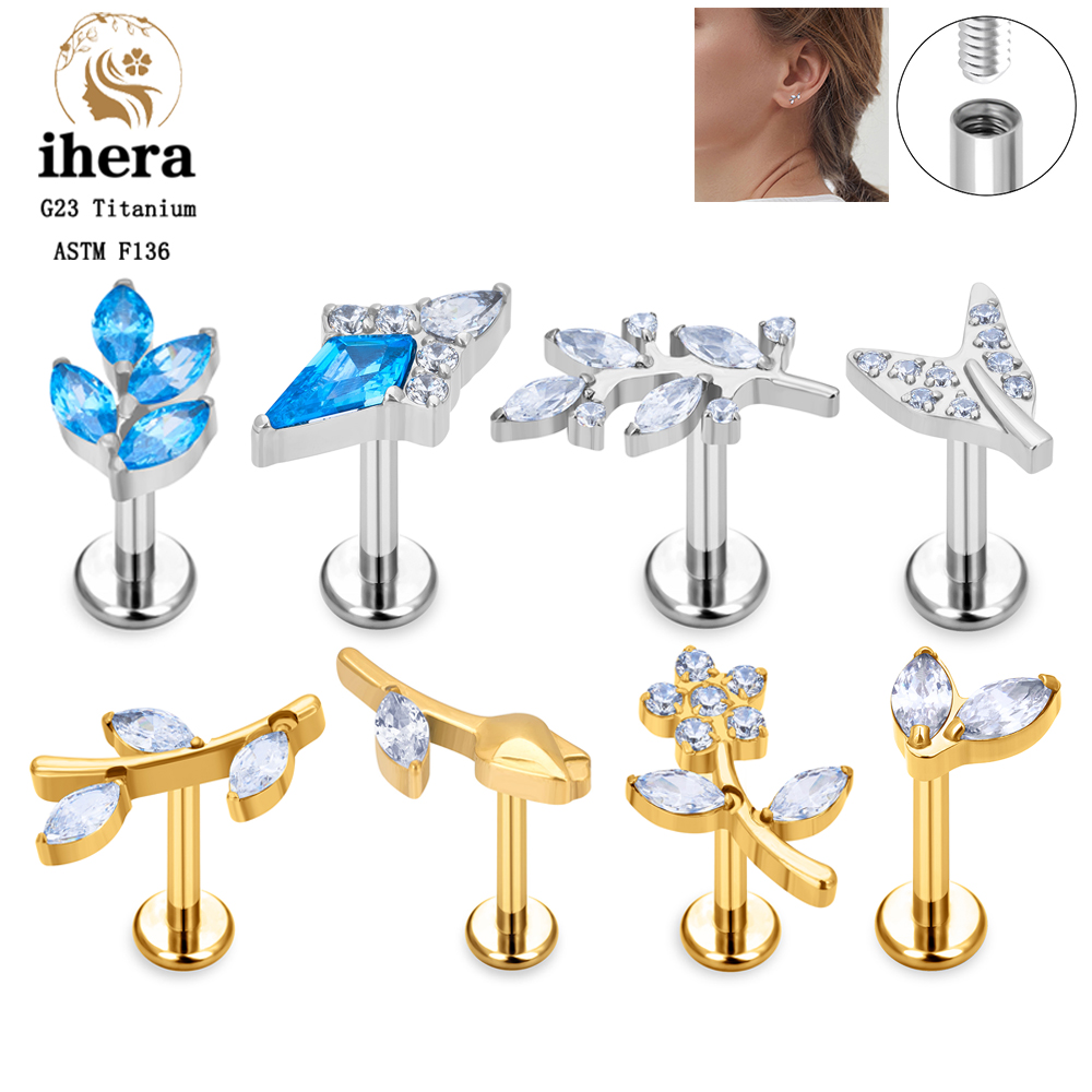 Body Jewelry Labret - Pendientes de titanio F136 con diseño