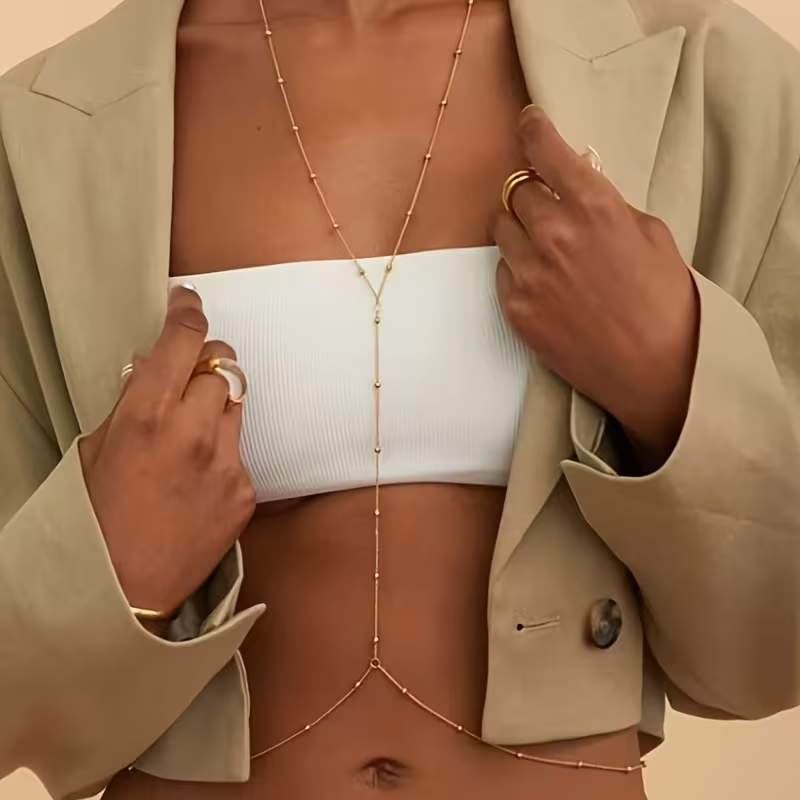 Body Jewelry Bra - Cadena de Cuerpo Bohemia con Cuentas,