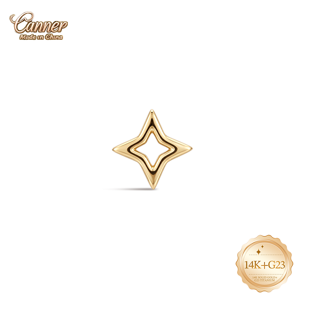 Body Jewelry Hypoallergenic - Pendientes CANNER de oro macizo de
