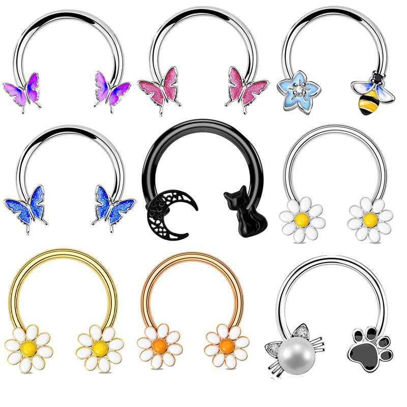 Body Jewelry Nose Studs - Pendientes de Aro de Acero Quirúrgico