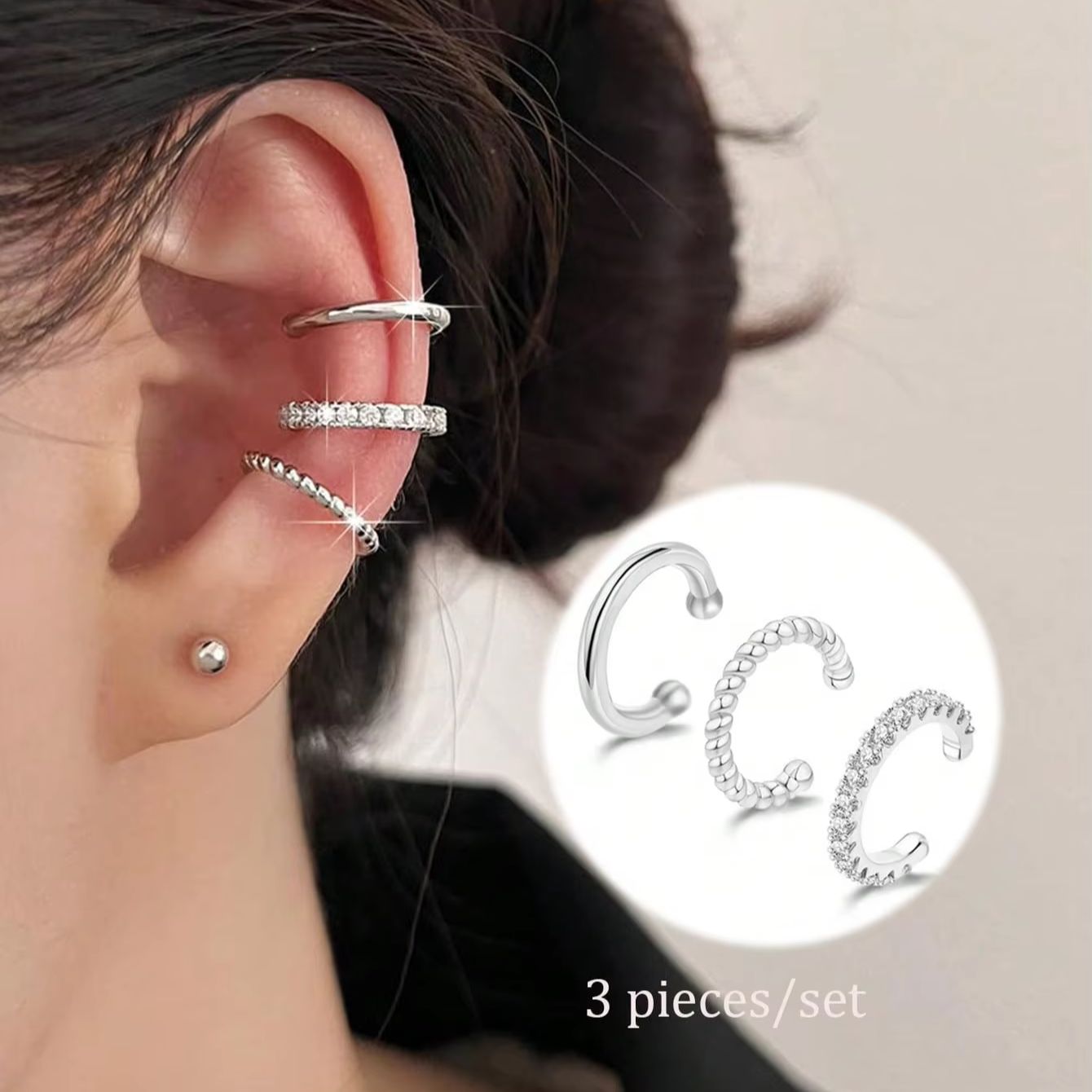 Juego de 3 Pendientes de Oreja - Body Jewelry Hypoallergenic reseña y precio