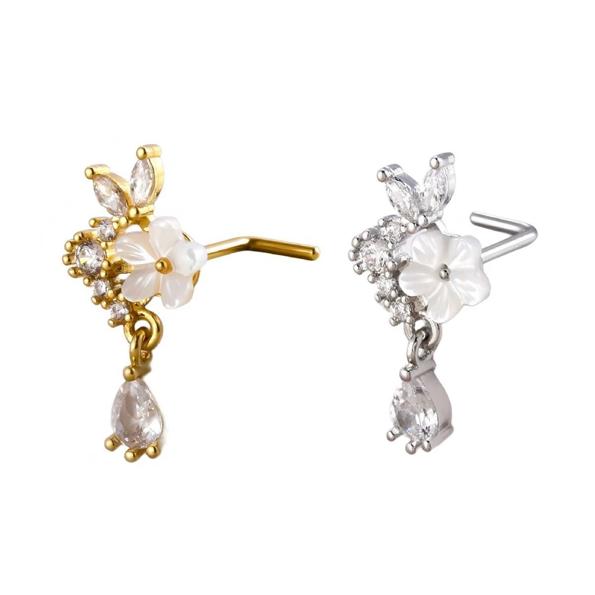 Anillo de Nariz con Flor Dorad - Body Jewelry Nose Studs reseña y precio
