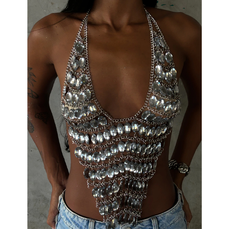 Top corto halter sin espalda h - Body Jewelry Bra reseña y precio