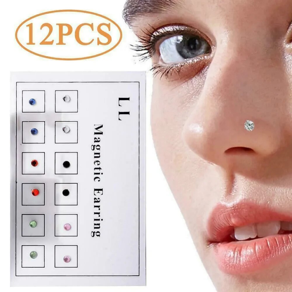 12 uds/tarjeta tramposo falso  - Body Jewelry Nose Studs reseña y precio