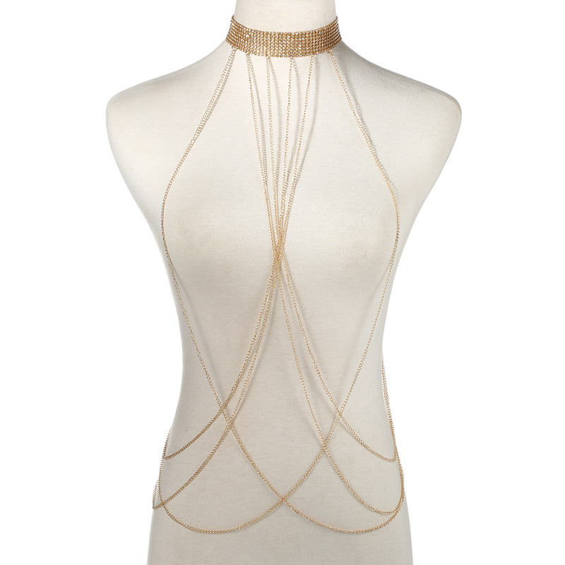 Cadena de cuerpo de Color dora - Body Jewelry Bra reseña y precio