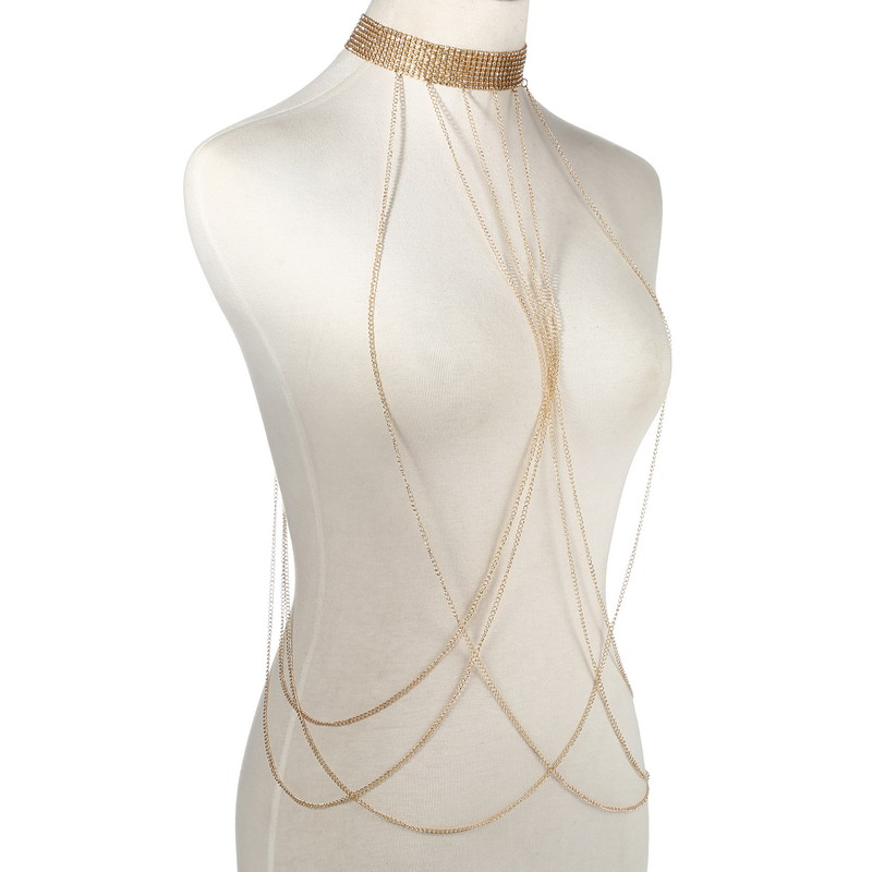 Cadena de cuerpo de Color dora - Body Jewelry Bra reseña y precio