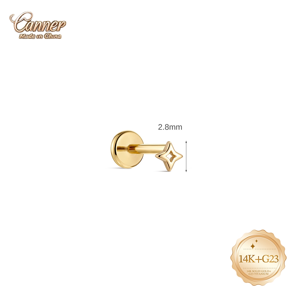 Pendientes CANNER de oro maciz - Body Jewelry Hypoallergenic reseña y precio