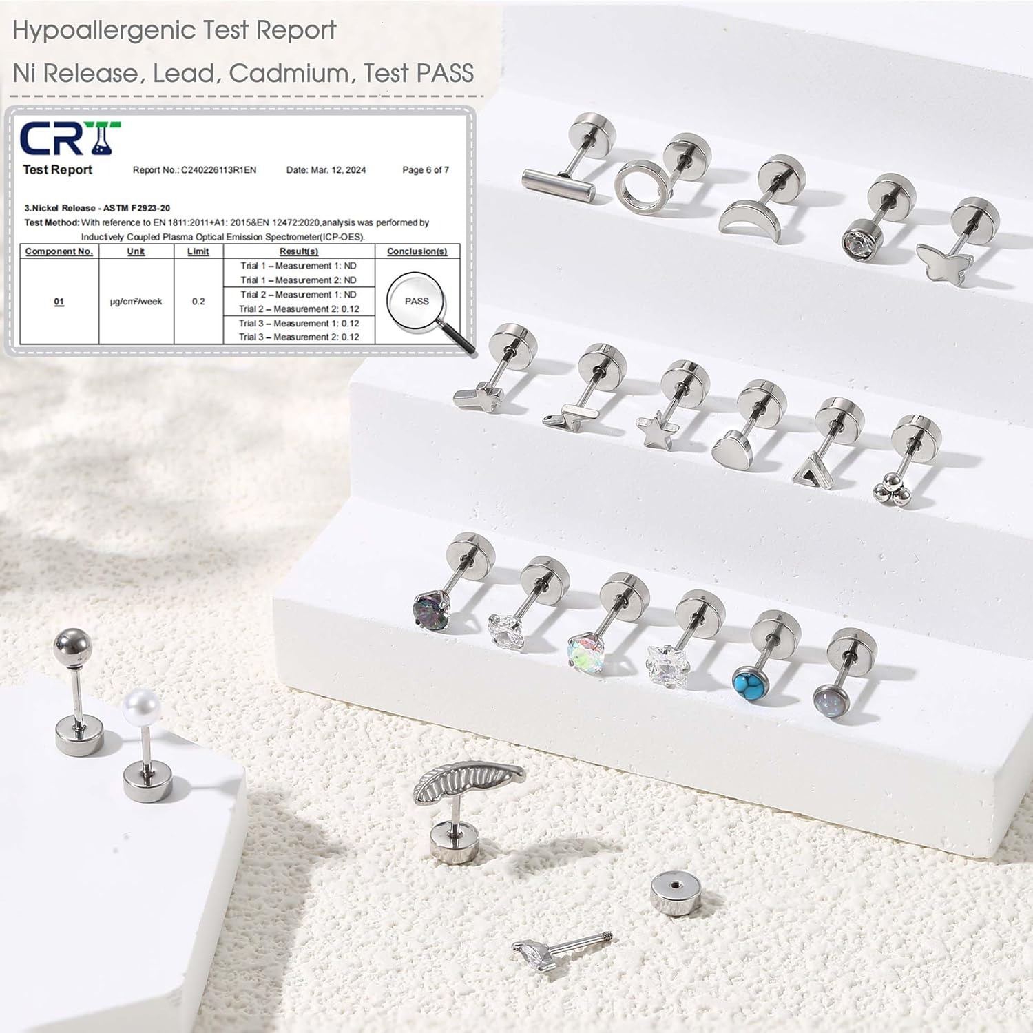 Florideco, 1 par de pendientes - Body Jewelry Hypoallergenic reseña y precio