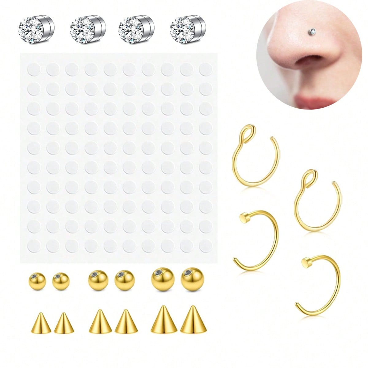 Anillos de nariz falsos, septu - Body Jewelry Nose Studs reseña y precio